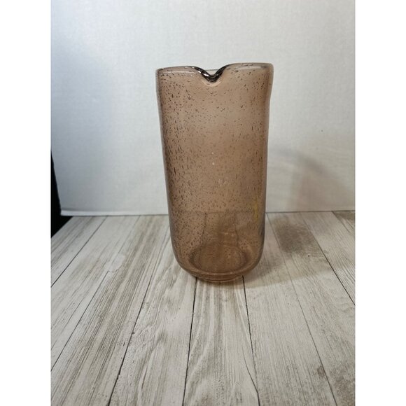 Vintage Amber Bubble Blown Glass Handleless Pitcher 8'' Tall - Picture 3 of 5